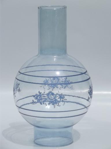 photo of sapphire blue glass candle lamp, hurricane shade & taper candle holder #5