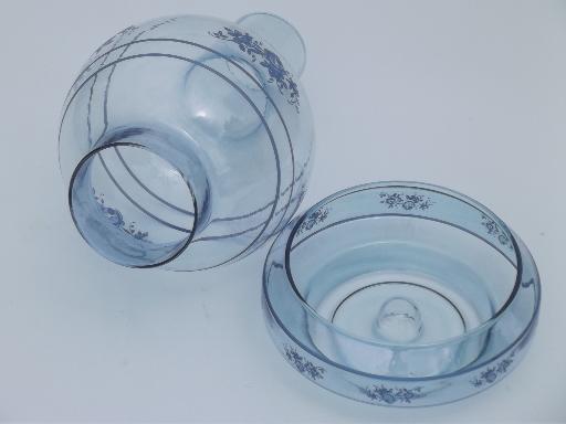 photo of sapphire blue glass candle lamp, hurricane shade & taper candle holder #6