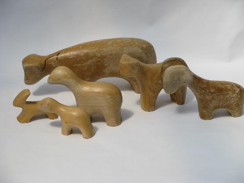 photo of scandinavian country vintage hand-carved primitive wood animals #1