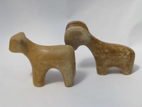 photo of scandinavian country vintage hand-carved primitive wood animals #2