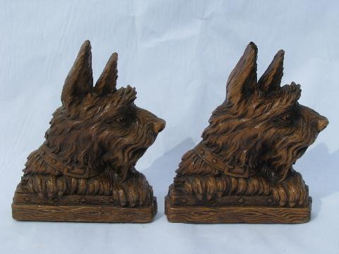 photo of scotty dogs scotties Sottish Terriers vintage wood composition bookends #1