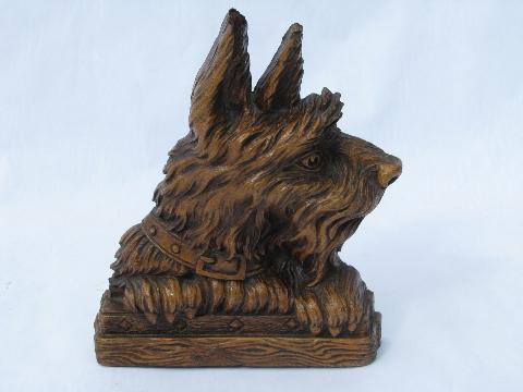 photo of scotty dogs scotties Sottish Terriers vintage wood composition bookends #2