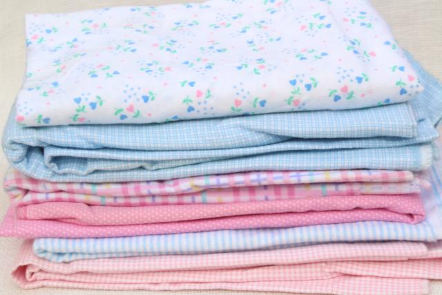 photo of scrap lot cotton flannel fabric, small pieces for quilting, sewing, crafts #1