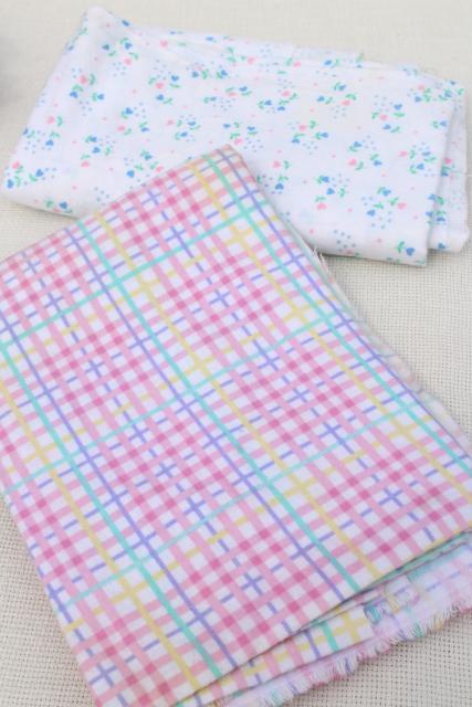 photo of scrap lot cotton flannel fabric, small pieces for quilting, sewing, crafts #4