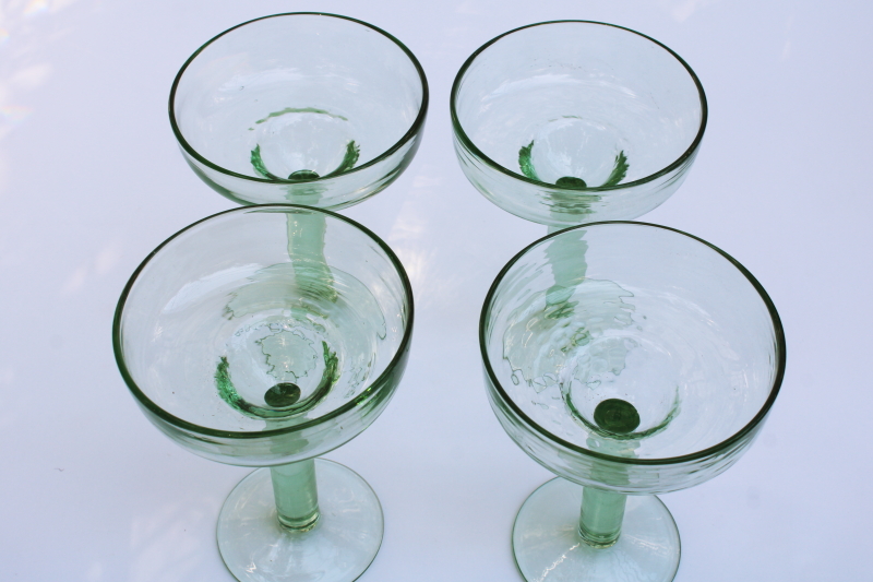 photo of sea glass green hand blown recycled glass margarita glasses, set of four #2