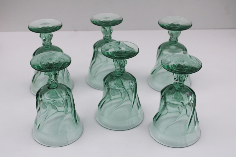 photo of sea glass green vintage Fostoria Jamestown water glasses or large wine goblets set #4