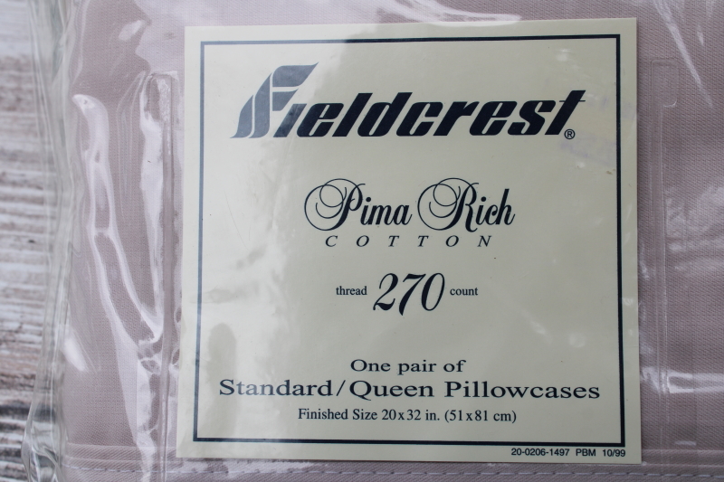 photo of sealed Fieldcrest full size sheets pillowcases luxury pima rich cotton, water lily oyster lavender color  #2
