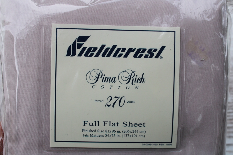 photo of sealed Fieldcrest full size sheets pillowcases luxury pima rich cotton, water lily oyster lavender color  #3