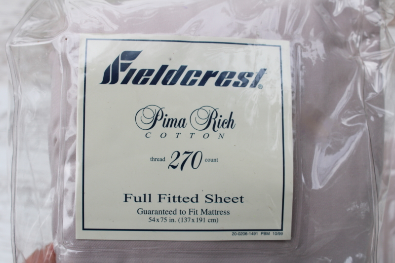 photo of sealed Fieldcrest full size sheets pillowcases luxury pima rich cotton, water lily oyster lavender color  #4