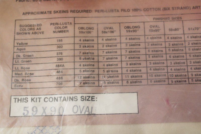 photo of sealed Paragon cross stitch embroidery large oval dinner tablecloth ivory blend w/ stamped design to embroider  #2