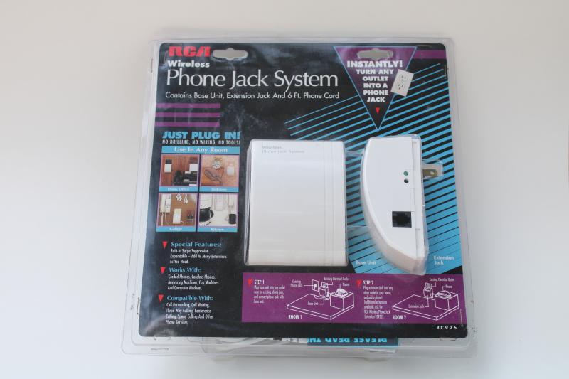 photo of sealed RCA Wireless Phone Jack System, RCA 926 base unit w/ extension and phone cord #1