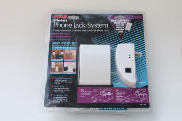 photo of sealed RCA Wireless Phone Jack System, RCA 926 base unit w/ extension and phone cord