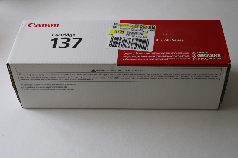 photo of sealed ink toner cartridge Canon 137 exp 3 2022, fits MF 210 220 230 240 series LBP151 D570  #3
