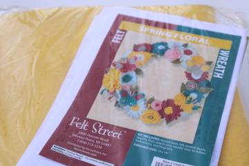 sealed kit felt flowers wreath to make, complete materials and round ring form