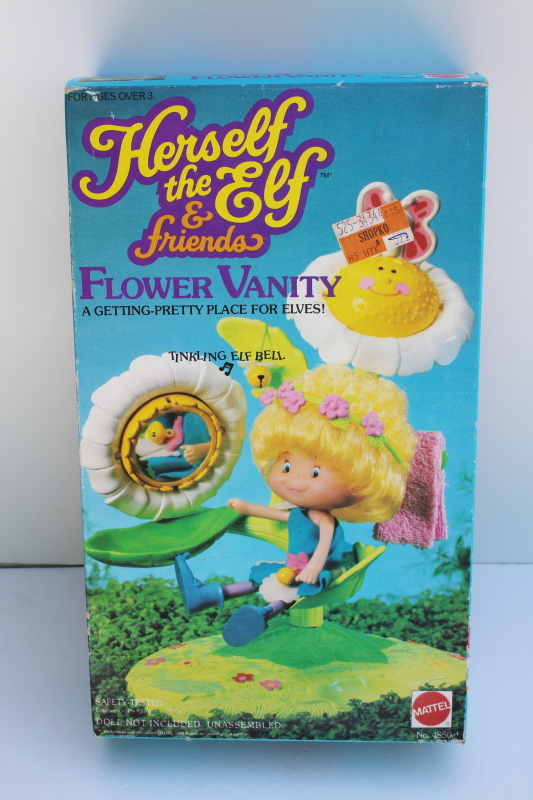 photo of sealed new in box Mattel Herself the Elf flower vanity set 1980s vintage toy #1