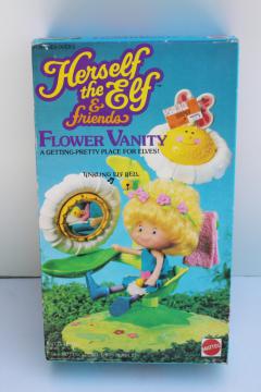 catalog photo of sealed new in box Mattel Herself the Elf flower vanity set 1980s vintage toy