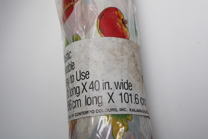 photo of sealed roll vintage plastic table cover, autumn leaves fall print 75 feet party or show tablecloth  #4
