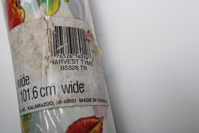 photo of sealed roll vintage plastic table cover, autumn leaves fall print 75 feet party or show tablecloth  #5