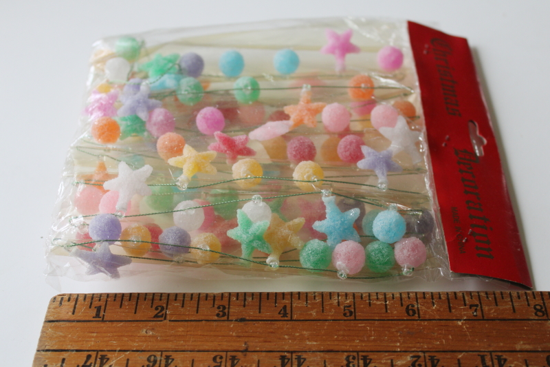 photo of sealed vintage Christmas garland, string of colorful mini sugared candy, candyland holiday decoration  #2