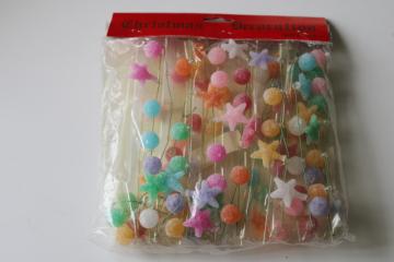 catalog photo of sealed vintage Christmas garland, string of colorful mini sugared candy, candyland holiday decoration 