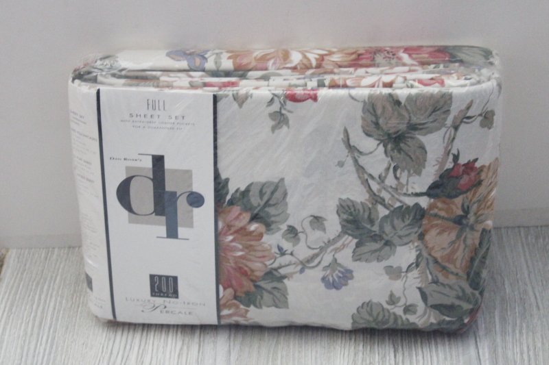 photo of sealed vintage Dan River poly cotton sheets pillowcases, Henderson cottage roses floral full double bed size #1