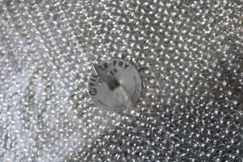 photo of sealed vintage Filter Fry frying pan lids grease splatter cover aluminum metal mesh #5