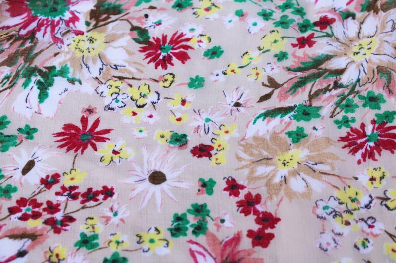 photo of semi sheer georgette poly fabric, english country style floral on greige #1