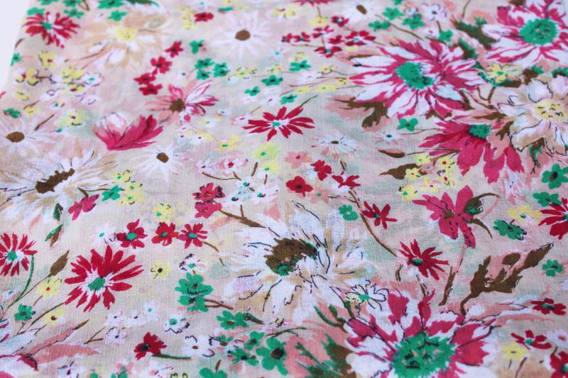 photo of semi sheer georgette poly fabric, english country style floral on greige #4