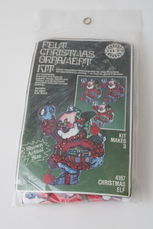 photo of sequined felt Christmas elf ornaments to make, print gnomes dwarfs sealed craft kit  #1