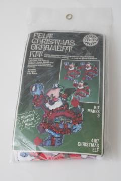 sequined felt Christmas elf ornaments to make, print gnomes dwarfs sealed craft kit 