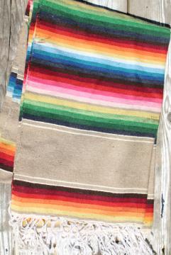 catalog photo of serape stripes vintage Saltillo Mexican Indian blanket rug, southwest style