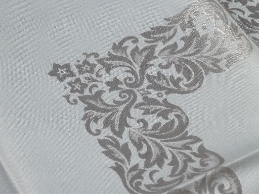 photo of set 12 never used vintage dinner napkins, oyster beige Swedish damask #3