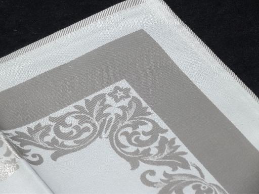 photo of set 12 never used vintage dinner napkins, oyster beige Swedish damask #4