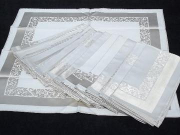 catalog photo of set 12 never used vintage dinner napkins, oyster beige Swedish damask