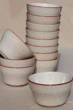 catalog photo of set 12 new old stock stoneware custard cups, oven proof baking dishes or tiny bowls