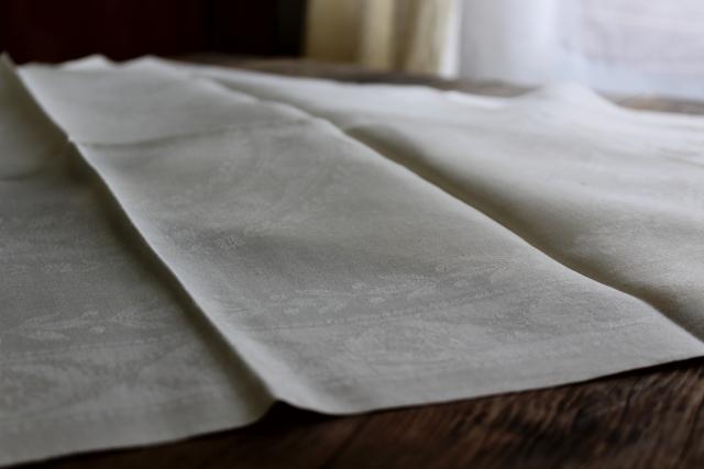 photo of set 12 unused vintage pure linen LARGE dinner napkins, double damask fabric #6