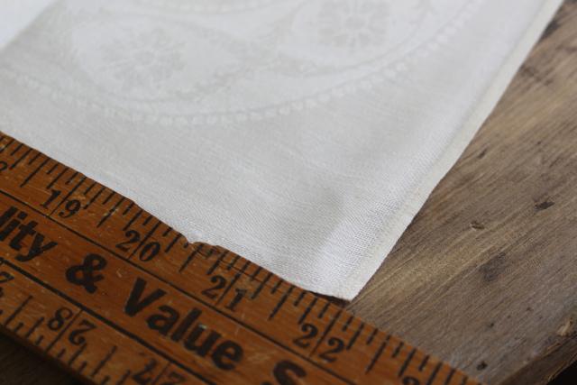 photo of set 12 unused vintage pure linen LARGE dinner napkins, double damask fabric #9