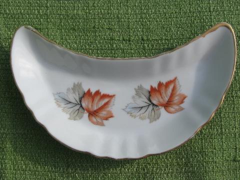 photo of set crescent shape side plates, salad or bone dishes, old floral china #5