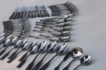 catalog photo of set for 12 Salem Japan heavy stainless flatware, 1776 pattern w/ beaded edge, vintage colonial style