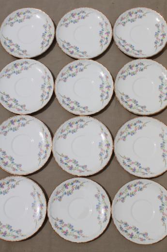 photo of set for 12 vintage china tea cups & saucers w/ Blue Belle forget-me-not floral #3