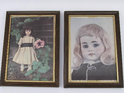 photo of set framed photo prints, antique & vintage china dolls #2