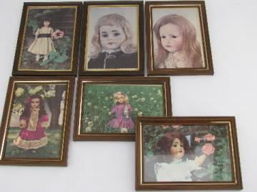 catalog photo of set framed photo prints, antique & vintage china dolls