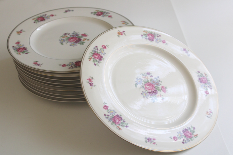 photo of set of 10 Arlington Theodore Haviland 1950s vintage porcelain dinner plates, Dresden floral  #25