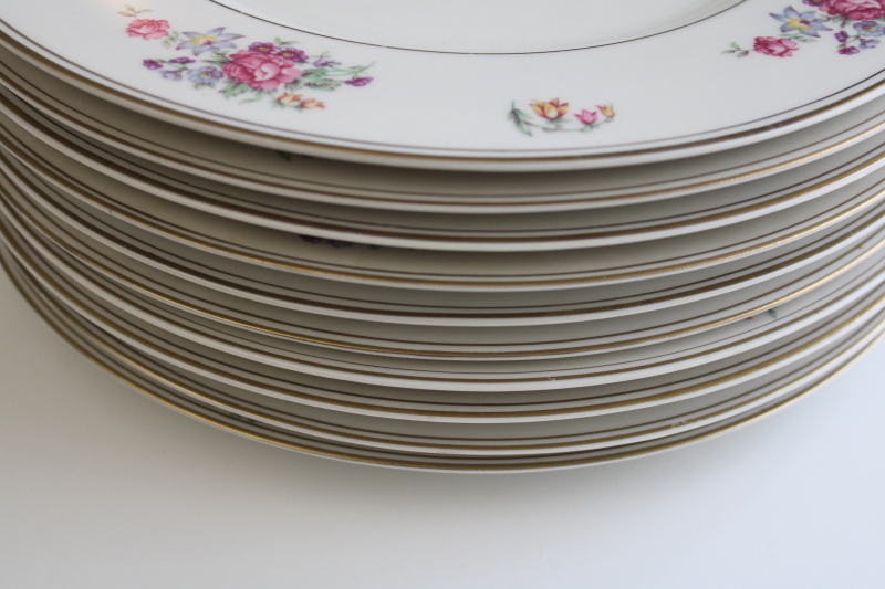 photo of set of 10 Arlington Theodore Haviland 1950s vintage porcelain dinner plates, Dresden floral  #31