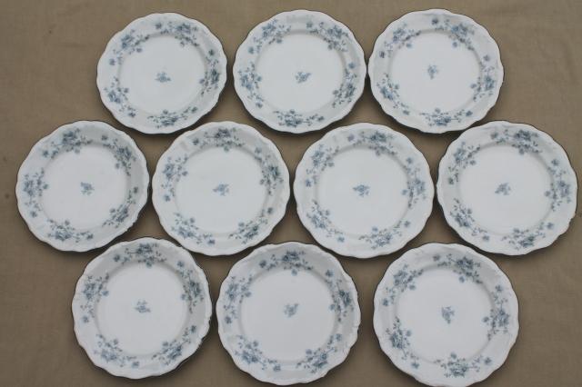 photo of set of 10 Blue Garland china bread & butter plates, vintage Bavaria mark Johann Haviland #1