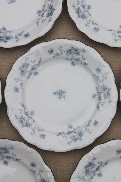 photo of set of 10 Blue Garland china bread & butter plates, vintage Bavaria mark Johann Haviland #3