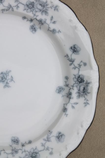 photo of set of 10 Blue Garland china bread & butter plates, vintage Bavaria mark Johann Haviland #4