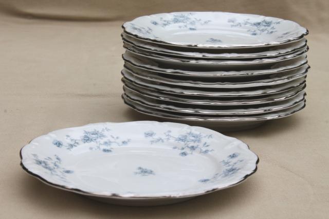 photo of set of 10 Blue Garland china bread & butter plates, vintage Bavaria mark Johann Haviland #5