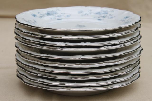 photo of set of 10 Blue Garland china bread & butter plates, vintage Bavaria mark Johann Haviland #6