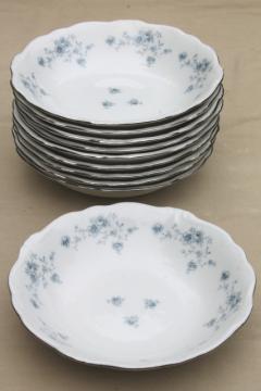 catalog photo of set of 10 Blue Garland china cereal or soup bowls, vintage Bavaria mark Johann Haviland